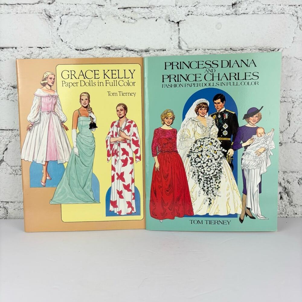 Vintage Grace Kelly & Princess Diana Paper Doll Books